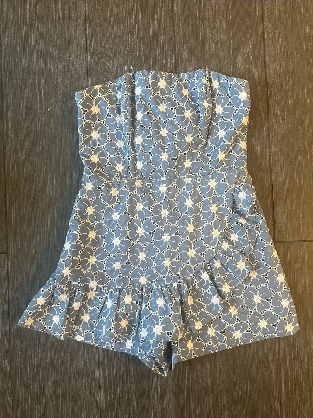 Blue Lace Floral Romper